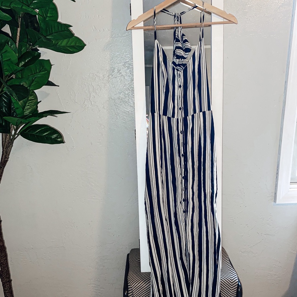 Altar’d State Black & White Striped Maxi Dress